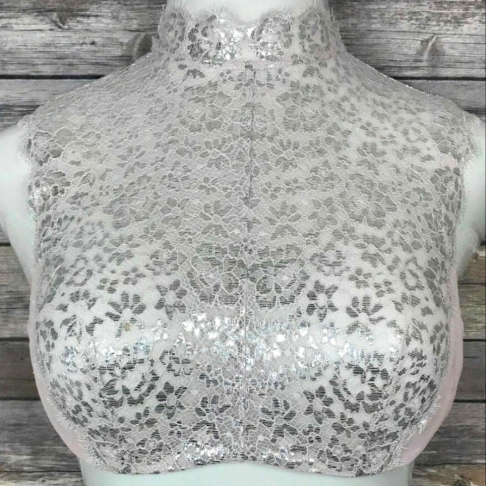 Victoria Secret Elegant Lace High Neck Crop Top